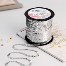 Sequins on threads, 6 mm, 91 ± 1 m, silver color No. 1