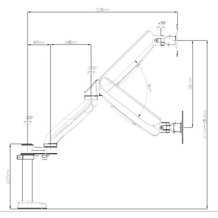 Buro M10 CLOT BLACK 17 "-27" Max.9kg mount to the tabletop rotor 1029508-8