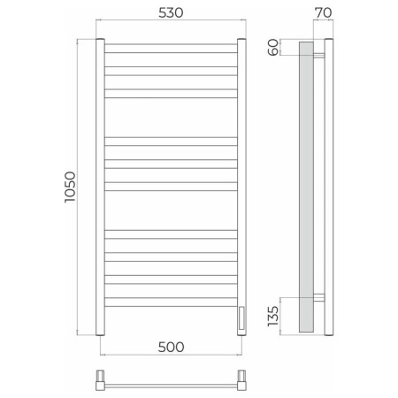 Terminus heated towel rail "Noto" P10, 500x1050 mm, chrome-3