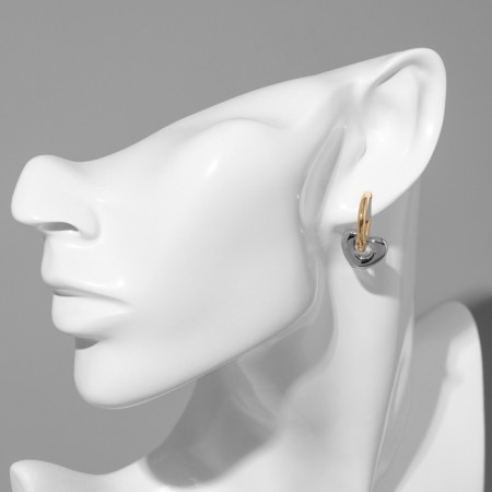 Earrings with the removable element "transformer" heart, color gold with silver-3