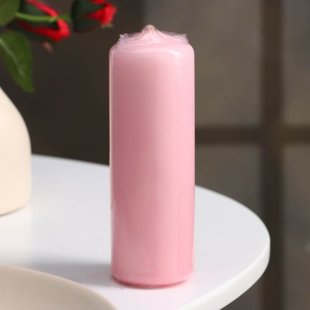 Candle - cylinder, 4 × 12 cm, 15 hours, light pink-3