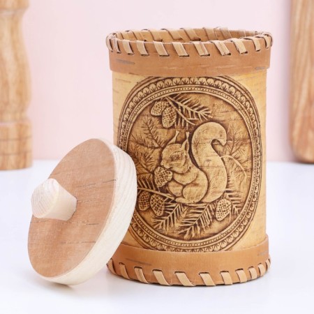 TUES "Squirrels", 8 × 8 × 14 cm, birch bark-2