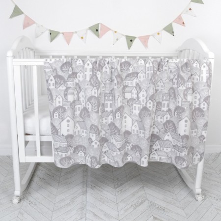Fleet blanket "houses", size 100x140 cm, color gray color
