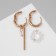 Earrings with the removable element "Transformer" circle, white color with gold