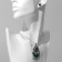 Set 2 objects: earrings, pendant "solo" oval, green color in black silver, 48 cm