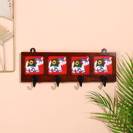 Ban "Caravan" Elephants, 22*4*12cm, wood, 4 hooks, color mix-5