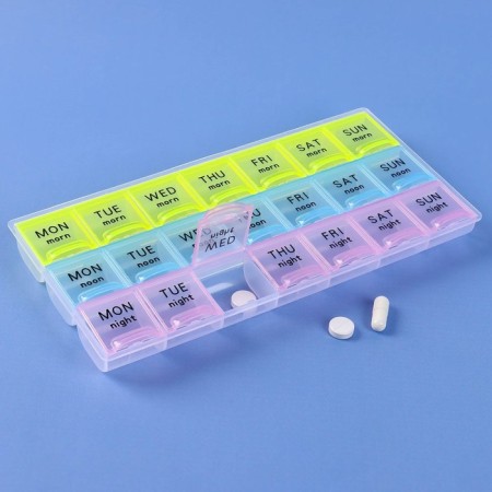 Airman - Organizer "Week", English letters, morning/day/night, 21.5 × 11 × 2 cm, 21 sections, multi -colored-4