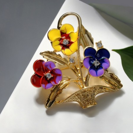 Brooch "Flower Basket" Anyutin's eyes, colored in gold-2