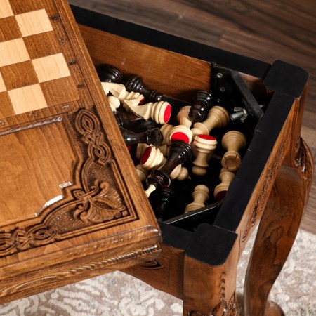 Lomber folding “chess and backgammon” table, walnut array, 70x60x30 cm, Armenia-2