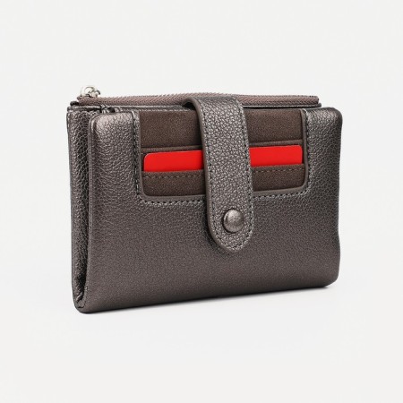 Women's wallet on the button, bronze color-3