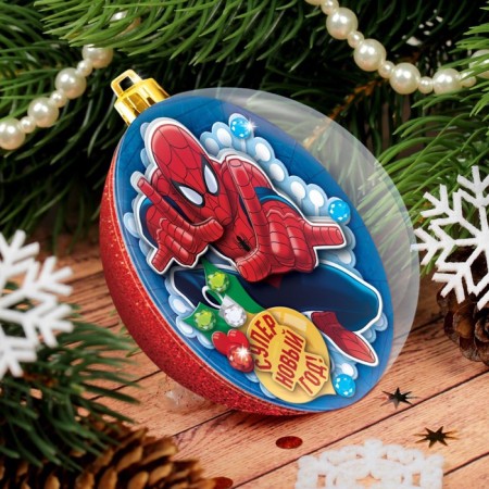 3D applique in the ball "New Year" 8 cm, Spider-Man-2