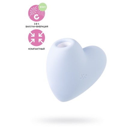 Vacuum-wave contactless stimulator of the Satiffyer Cutie Heart, silicone, blue color