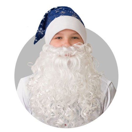 Snowflake New Year's cap with a beard, size 55-56, blue color