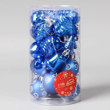Set of jewelry plastic 24 pcs "Funny curl" 4 cm, blue-1