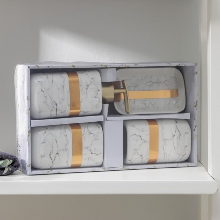 A set of accessories for the bathroom "Kohang", 4 items (soap dish, soap dispenser, 2 glasses), white color-3