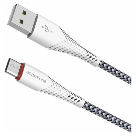 Cable Borofone BX25, Type -C - USB, 3 A, 1 m, nylon braid, white-1