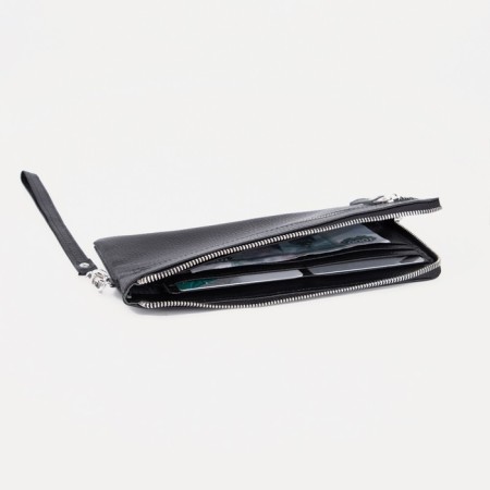 Women's wallet on the zipper Textura, with a pen, black color-3