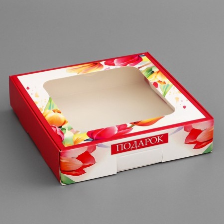 Box a gift team with a window, packaging, "since March 8", 13 x 13 x 3 cm-1