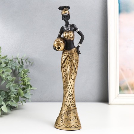 Souvenir Polystone "African with a jug in the patterned outfit" mix 7.3x5x29 cm-1
