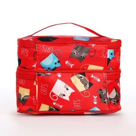 Cosmetic bag, 2 parts on lightning, red color-1