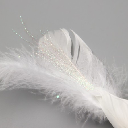 Fluffs on the clothespin set 2 pcs "Doves with sparkles and a long tail" White 5x6x15 cm-3