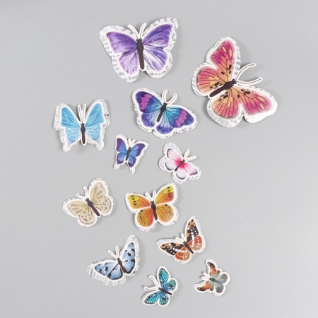 Butterflies cardboard double wings "newspaper" set 12 pcs h = 4-10 cm-2