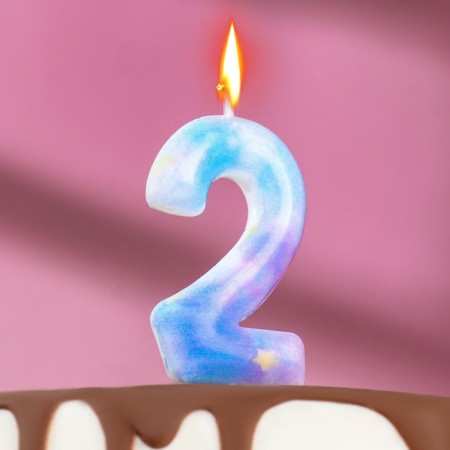 Candle in the cake on the spawning "Starfall", the number is 2, 5.5 cm