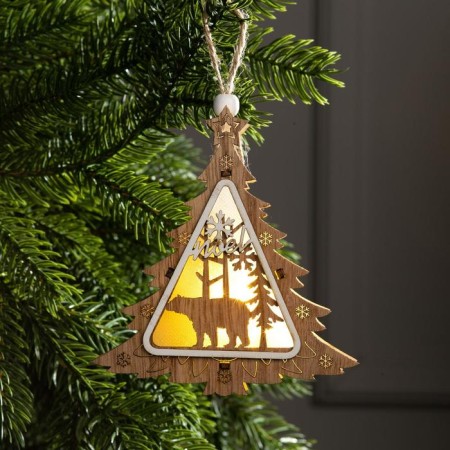 Christmas tree toy "Christmas tree with a bear", from batteries, a glow of warm white-2