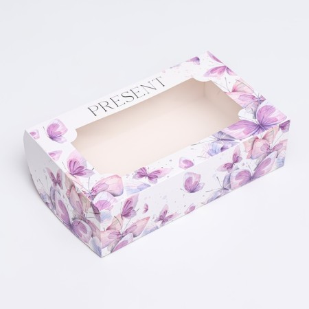 Folding box with a window for marshmallows "pastel butterflies", 25 x 15 x 7 cm-3
