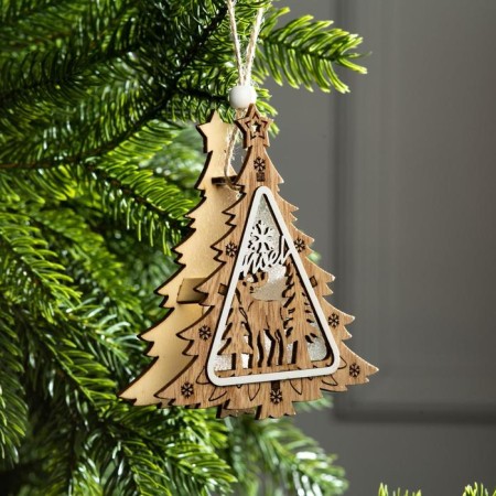 Christmas tree toy "Christmas tree with a deer", from batteries, a glow of warm white-1