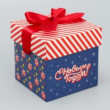 Folding box “Happy New Year!”, 10 x 10 x 10 cm, new year