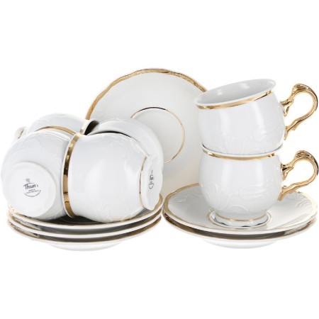 Cup 210 ml with a saucer of 145 mm Tulip, decor "Snowthrough tulip, golden holders"