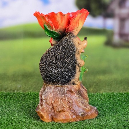 Garden Figure-Hedgehog Hedgehog "Hedgehog on Stroum with Flower" from polystone, 26cm, average-1