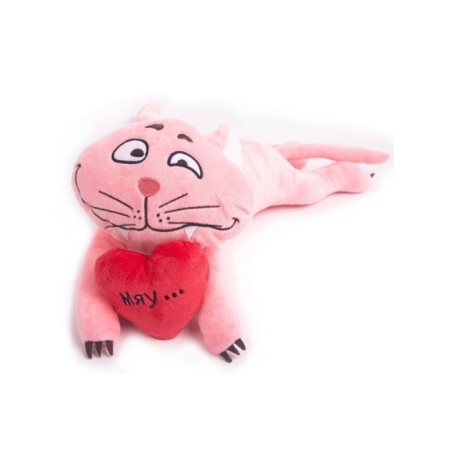 Soft toy cat "I Give Love", 45 cm, pink-1