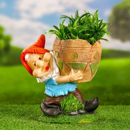 Garden Figure "Dwarf with Kashpo" 25x24cm Mix