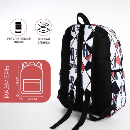 A backpack with a zipper, 3 outer pockets, black/red color-1