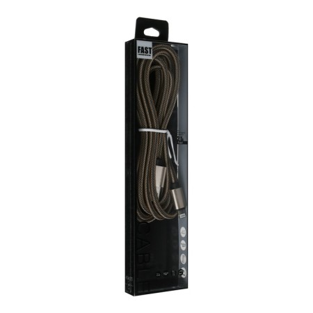 Lightning cable - usb, 2.1 a, nylon braid, 2 meters, golden-3