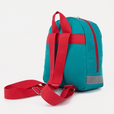 Baby backpack on a zipper, a reflective strip, turquoise color-3