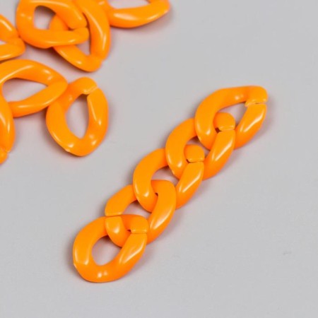 Decor for creativity plastic "Ring for the chain" bright orange set 25 pcs 2.3x1.65 cm