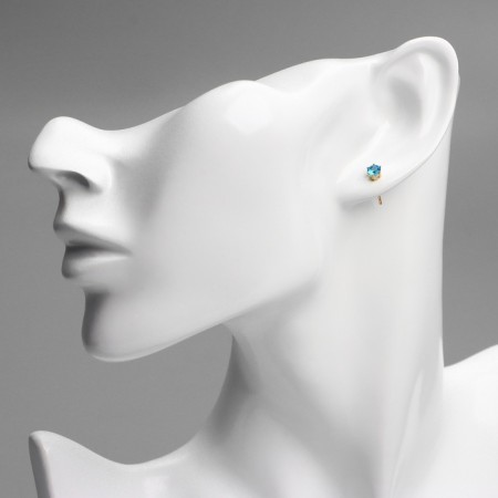 Earrings with rhinestones Xuping Cuts, will, blue color in pink gold-2