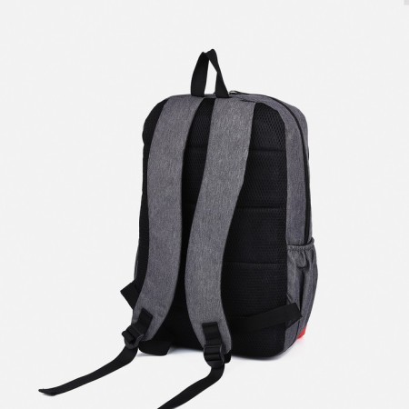 Set of School backpack from textiles on lightning, Fulldorn, 5 pockets, gray/orange color-3