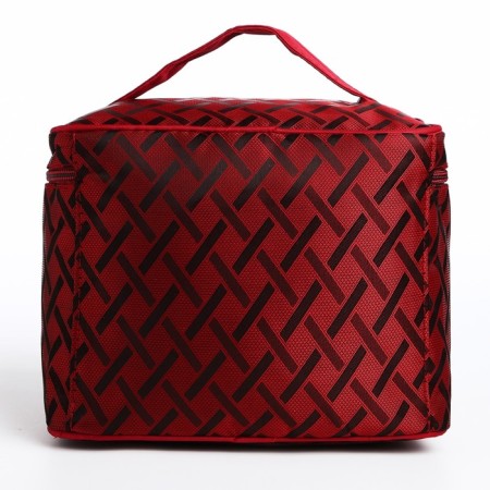 Cosmetic bag with a zipper, with a mirror, burgundy color-1