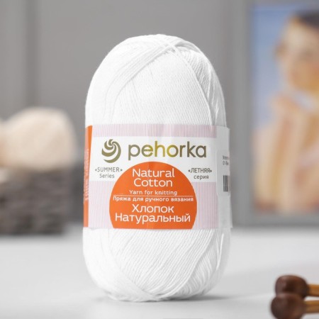 Yarn "Natural Cotton" 100% cotton 425m/100g (01-white)