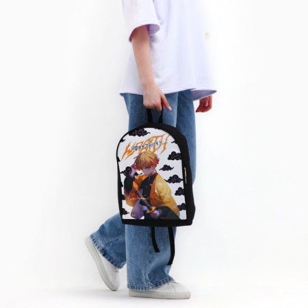 Backpack school textile "anime", 38x14x27 cm, black color, white-7