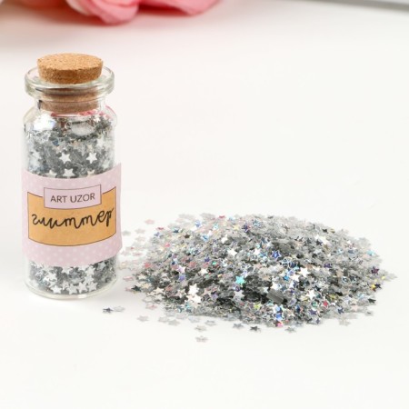 Glitter in the jar "Star silver" rr 3 mm 7 g 5x2x2 cm
