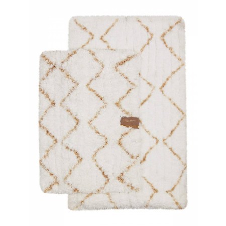 A set of bathroom rugs, size 60x100 cm, 50x70 cm, beige color-1