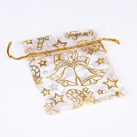 Bager Gift Organza "Bells", 10 x 12 cm +/- 1.5 cm, New Year-2