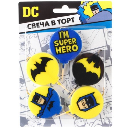Candle for the cake "Happy Birthday!", 5 pieces, superheroes-6