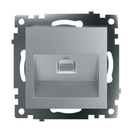 Computer outlet 1-seater RJ-45 (mechanism), Stekker series Katrin, GLS00-7107-03, silver 1022441-5