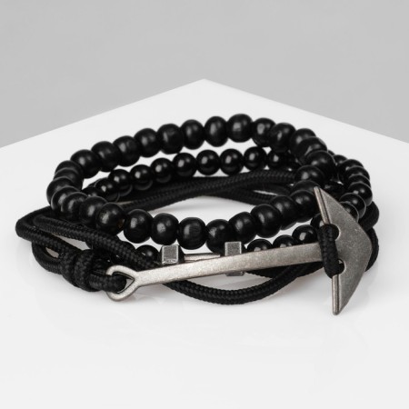 Male “nomad” bracelet, black color with black silver, d = 7.5 cm